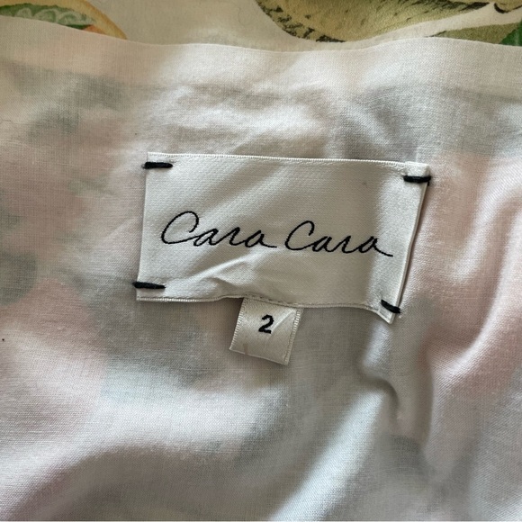 CARA CARA Georgica Puff-Sleeve Tie Front Grapefruit Citrus Print Dress EUX Sz 2 - Picture 7 of 8